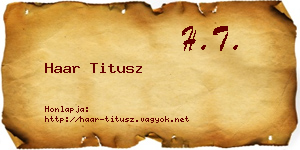 Haar Titusz névjegykártya